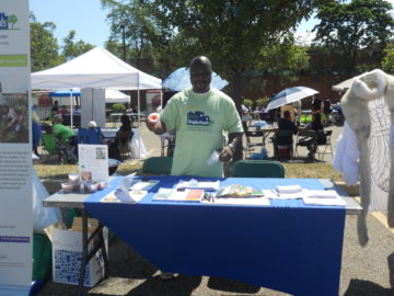 Ward 5 Festival 2012: Don Gaddis (Central NWG) shows of the delicious fruit samples FreshLink gave away at the festival.